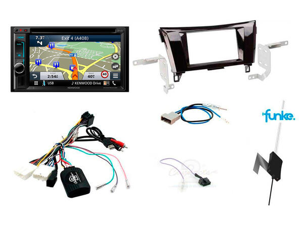 Kenwood DNX5190DAB komplett pakke Nissan Qashqai/X-Trail (2014 -->) m/OEM Navi